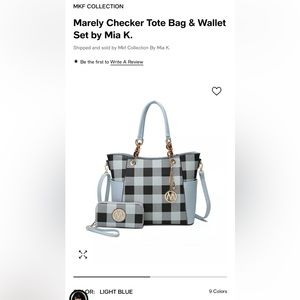 Marely Checker Tote Bag & Wallet Set by Mia K.